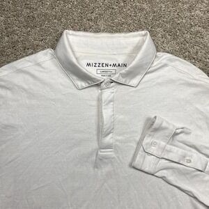 Mizzen + Main Button Up Shirt Men's L Performance Trim Fit Primary White Stretch